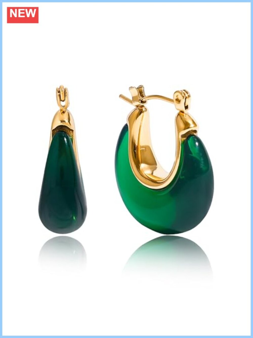 Chunky Resin Gold Hoop Earrings Statement Daily Wear Women